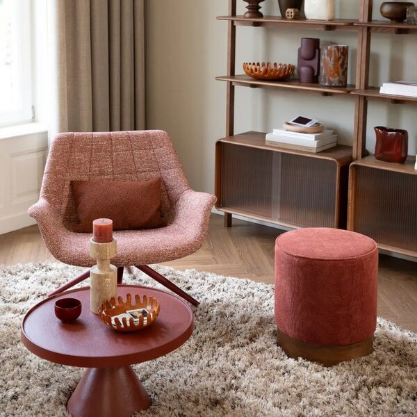 Zuiver Červené čalouněné otočné lounge křeslo DOULTON