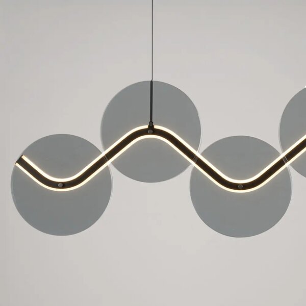 Nova Luce Kouřově šedé skleněné závěsné LED světlo Halley 90 cm