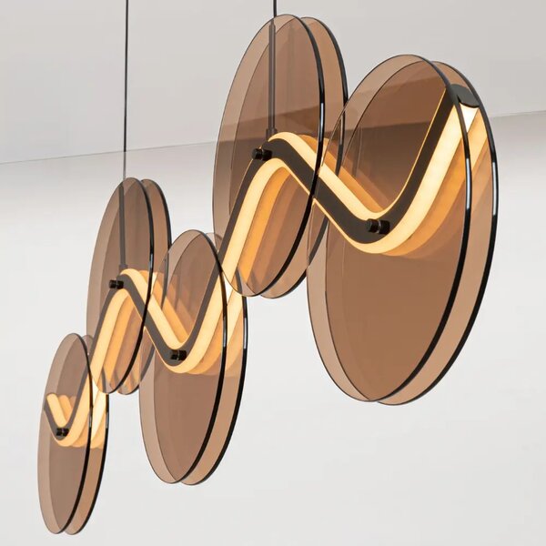 Nova Luce Hnědé skleněné závěsné LED světlo Halley 90 cm
