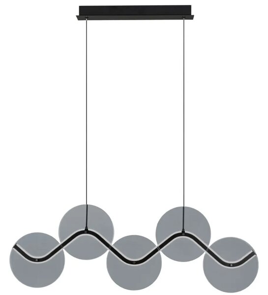 Nova Luce Kouřově šedé skleněné závěsné LED světlo Halley 90 cm