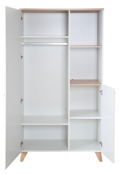 Bílá dětská šatní skříň v dekoru dubu 52x180x180 cm Léon – Roba