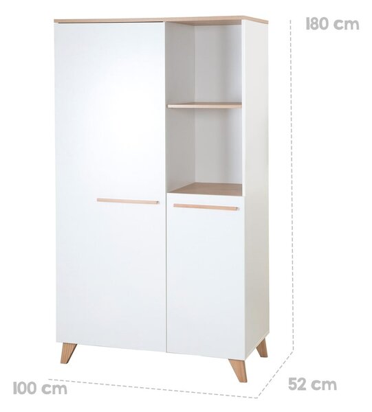 Bílá dětská šatní skříň v dekoru dubu 52x180x180 cm Léon – Roba