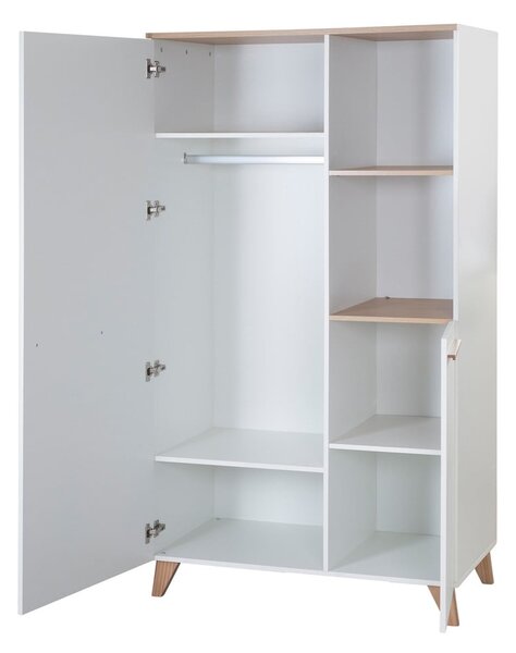 Bílá dětská šatní skříň v dekoru dubu 52x180x180 cm Léon – Roba