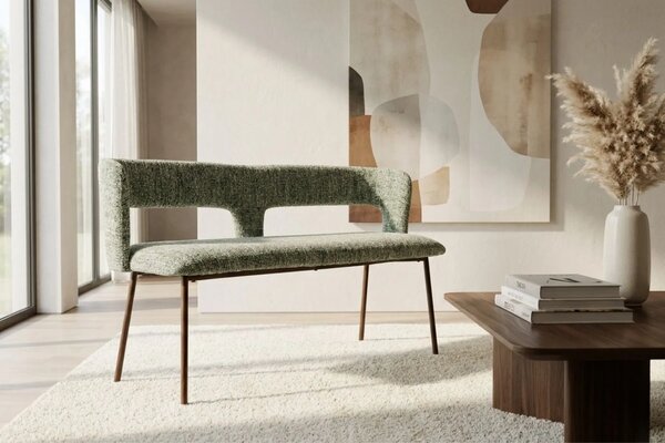 White Label Zelená čalouněná lavice CHELSEA 148 cm