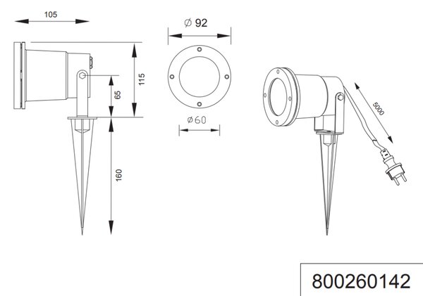 800260142 TRIO Ubangi venkovní bodové svítidlo / reflektor 1xGU10 28W IP65 antracit