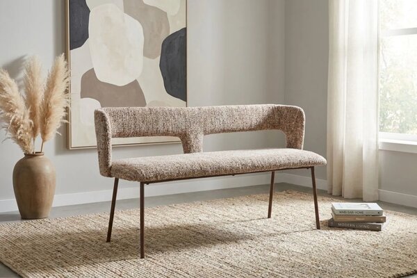 White Label Hnědá čalouněná lavice CHELSEA 148 cm