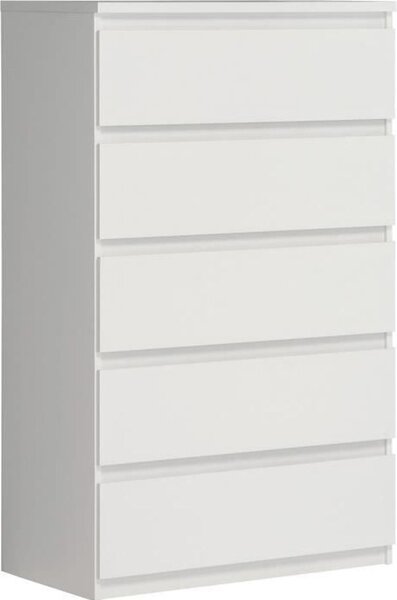 Komoda CHELSEA 5 zásuvek - 77,2 cm - matná bílá