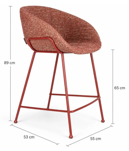 Zuiver Červená čalouněná barová židle FESTON 65 cm