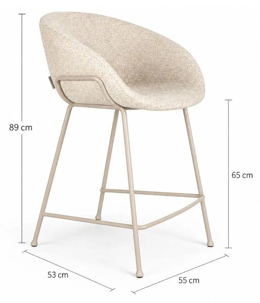 Zuiver Béžová čalouněná barová židle FESTON 65 cm