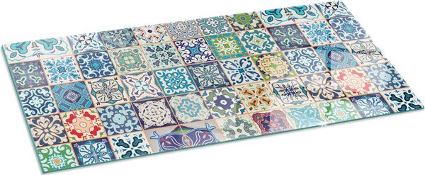 Sklenný podlahový panel 125x50 cm - Krbový panel ze skla - Krbový panel ze skla - Ochranné sklo - Ochranný panel proti jiskrám - Sklenný podlahový panel proti ohni - Tepelná ochrana - Ochrana podlahy ze skla - Mozaikový vzor na dladicích