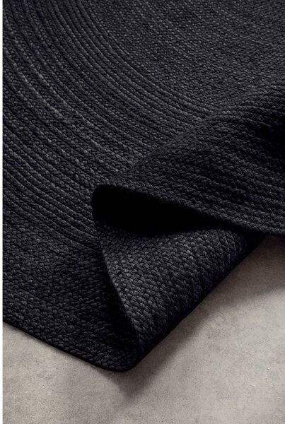 Černý oboustranný/ručně tkaný jutový kulatý koberec ø 200 cm Braided – Hanse Home