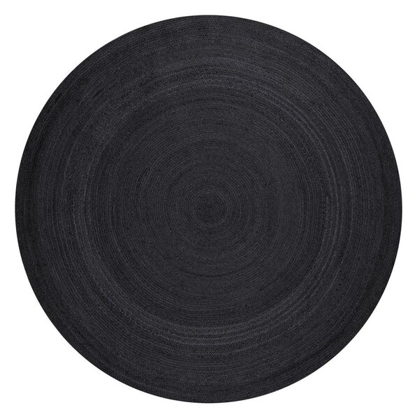 Černý oboustranný/ručně tkaný jutový kulatý koberec ø 200 cm Braided – Hanse Home