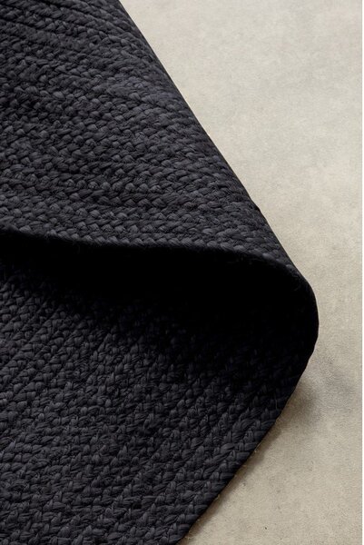 Černý oboustranný/ručně tkaný jutový kulatý koberec ø 200 cm Braided – Hanse Home