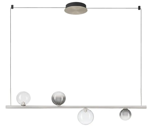 Nova Luce Kouřově šedé skleněné závěsné LED světlo Celso 120 cm se stříbrným zavěšením