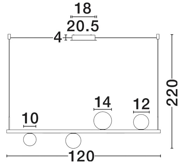 Nova Luce Kouřově šedé skleněné závěsné LED světlo Celso 120 cm s černým zavěšením