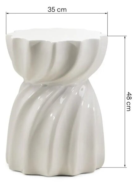 NovaNook Lesklý béžovošedý odkládací stolek Loom ⌀35 cm