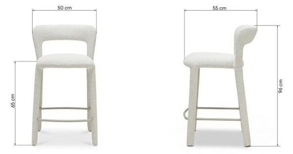 NovaNook Krémová bouclé barová židle Irokiii 65 cm