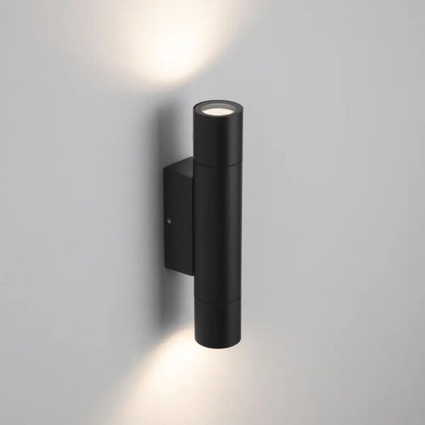 Nova Luce Černé kovové dvojité venkovní nástěnné světlo Roux 23 cm