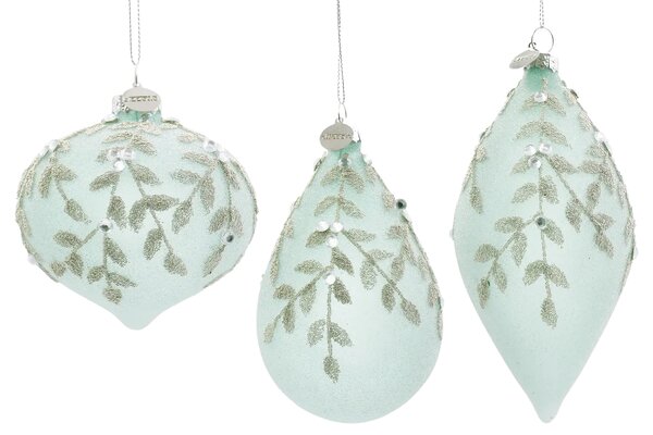 Bizzotto Set šesti zelených vánočních ozdob Leafglow Ø7/8 cm