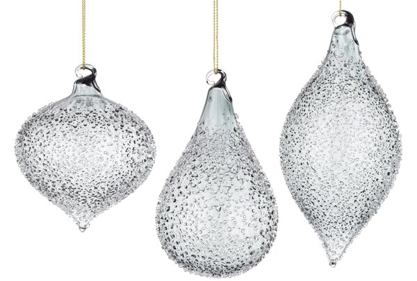 Bizzotto Set šesti šedých vánočních ozdob Saturno Ø7/8 cm