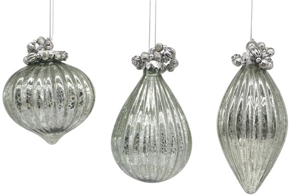 Bizzotto Set šesti stříbrných vánočních ozdob Reflections Ø7/8 cm