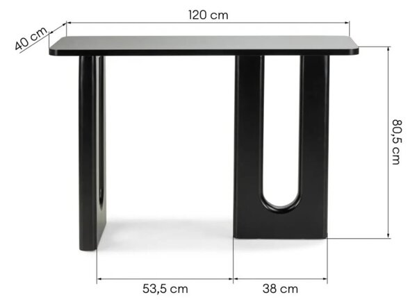 NovaNook Černý lakovaný toaletní stolek Richi 120 x 40 cm