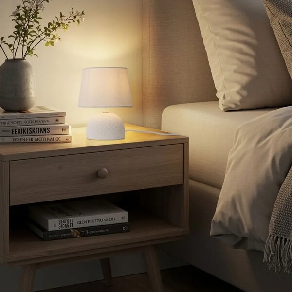 Nova Luce Bílá keramická stolní lampa Noma