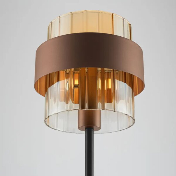 Nova Luce Hnědá skleněná stojací lampa Serena 163 cm