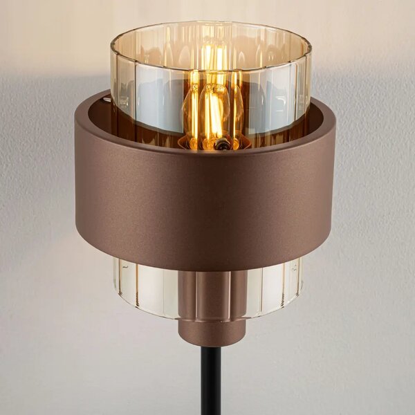 Nova Luce Hnědá skleněná stolní lampa Serena