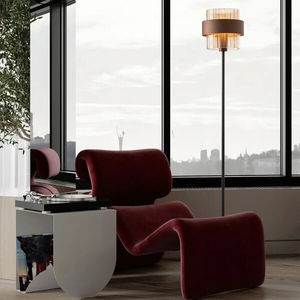 Nova Luce Hnědá skleněná stojací lampa Serena 163 cm