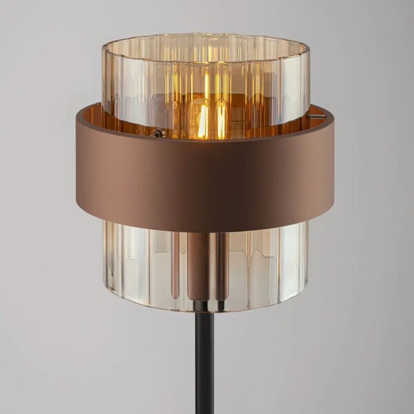 Nova Luce Hnědá skleněná stojací lampa Serena 163 cm