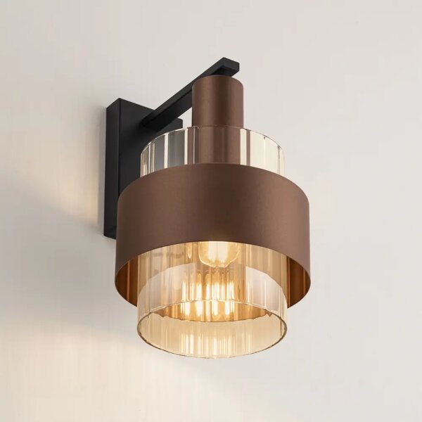 Nova Luce Hnědé skleněné nástěnné světlo Serena 19 cm