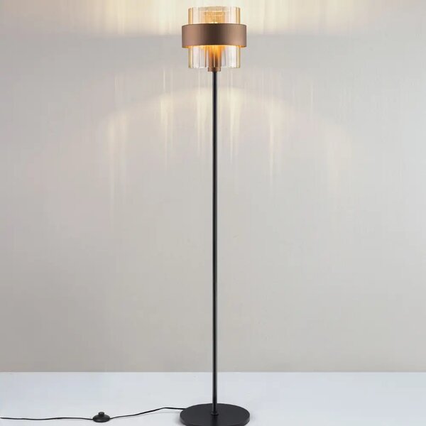 Nova Luce Hnědá skleněná stojací lampa Serena 163 cm