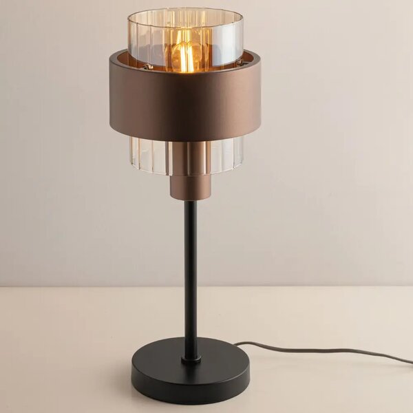 Nova Luce Hnědá skleněná stolní lampa Serena
