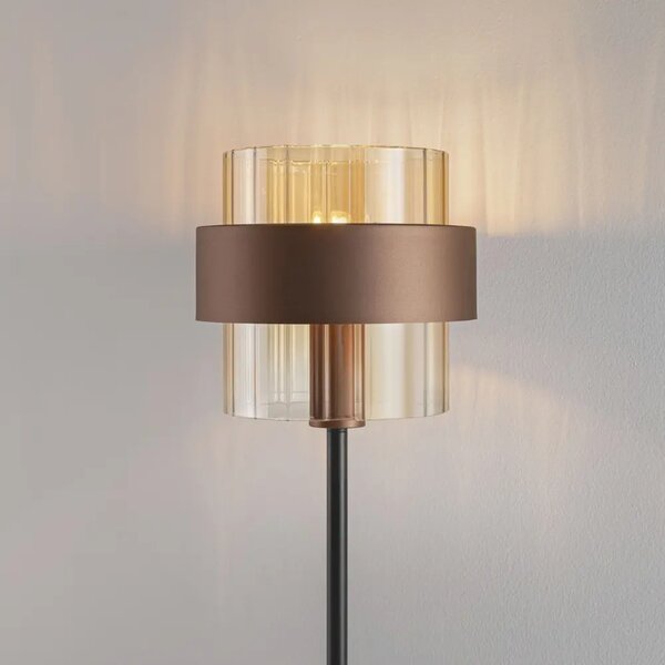 Nova Luce Hnědá skleněná stojací lampa Serena 163 cm