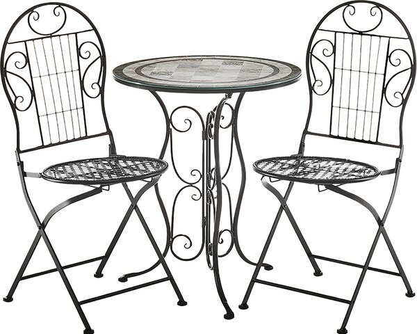 Kobolo sedací souprava 1 stl 2 idle mozaikový Imitace - kovová erná terasa balkon zahradní nábytek set zahradní stl sedací souprava lounge venkovní nábytek lounge deco