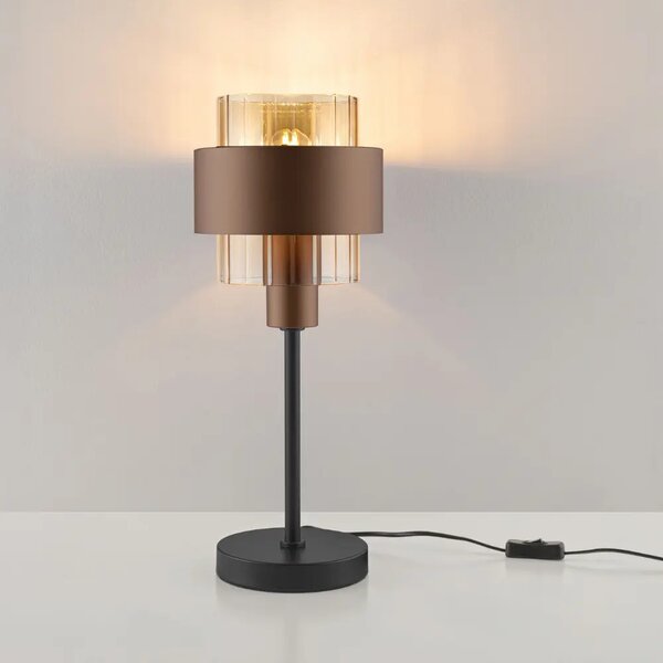 Nova Luce Hnědá skleněná stolní lampa Serena