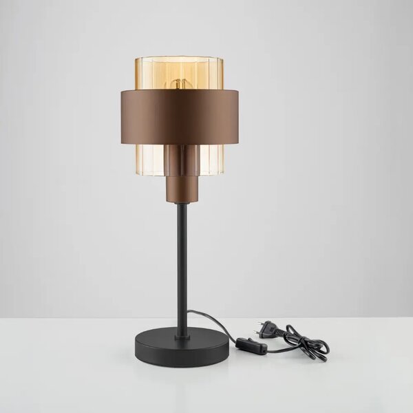 Nova Luce Hnědá skleněná stolní lampa Serena