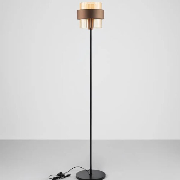 Nova Luce Hnědá skleněná stojací lampa Serena 163 cm