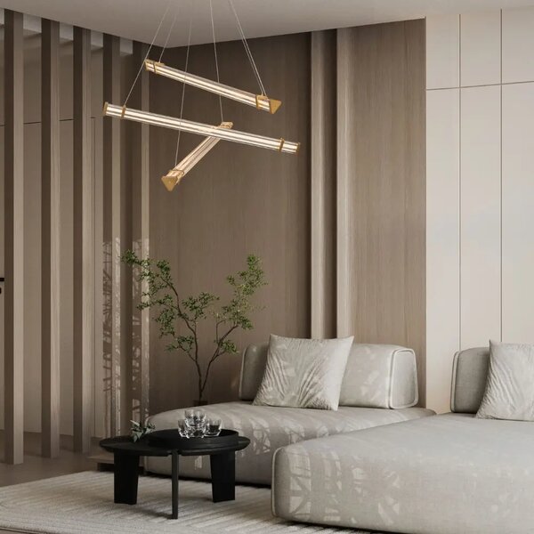 Nova Luce Zlaté závěsné LED světlo Pheme 88 cm