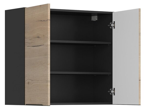 BRW Kuchyně Family Line Sole L6 G-80/72-L/P, černá/dub halifax natura