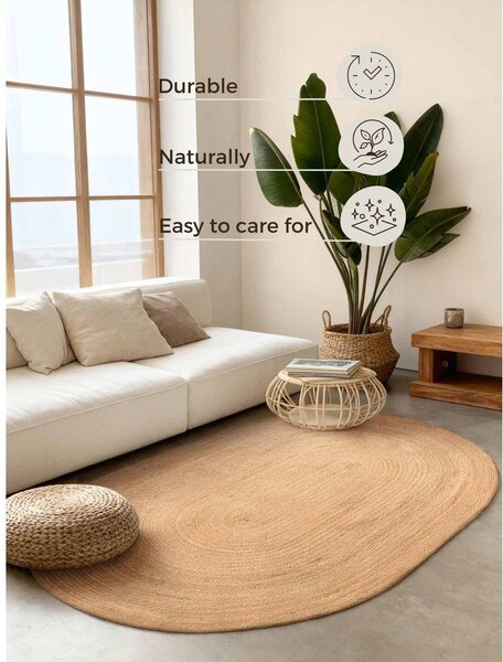 Oboustranný/ručně tkaný jutový koberec v přírodní barvě 160x230 cm Braided – Hanse Home