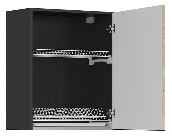 BRW Kuchyně Family Line Sole L6 GC-60/72-P, černá/dub halifax natura