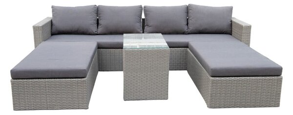 Šedý zahradní lounge set z umělého ratanu pro 4 Drammen - Bonami Selection