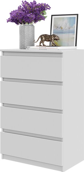 FURNICA - GABRIEL - Komoda se 4 zásuvkami - bílá matná V92cm 60cm H33cm