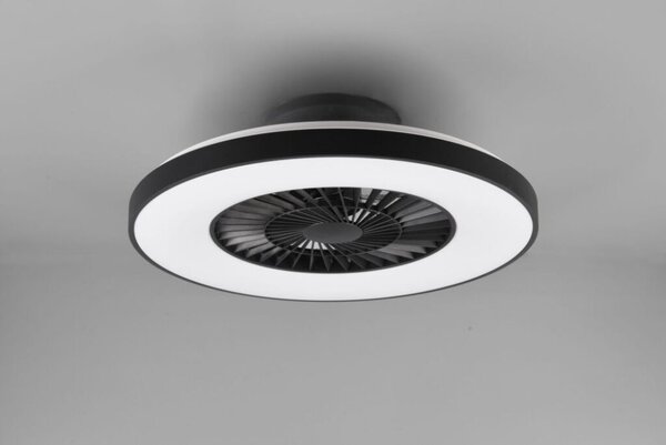 TRIO R62672132 HALMSTAD stropní svítidlo s ventilátorem LED D593mm 40W/3000lm 3000-6500K matná černá, stmívatelné, dálkový ovladač