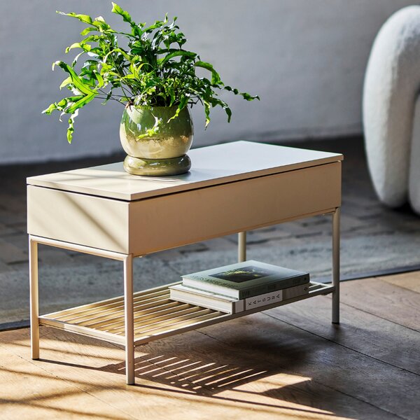 Bloomingville Béžová lakováná lavice Aveline 80 cm s úložným prostorem