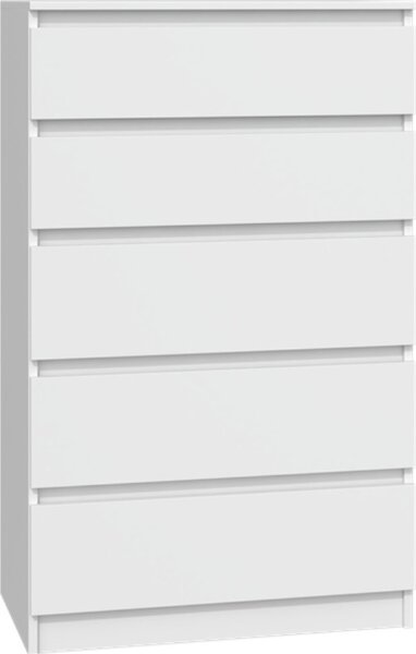 VBChome Komoda s 5 zásuvkami 70 x 40 x 110 cm bílá Bezúchytková komoda Víceúelová skíka do pedsín Lonice Obývací pokoj Dtský pokoj Moderní bílá barva