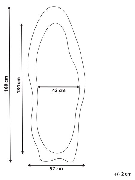 Zrcadlo REIGNY 57 cm 160 cm Umělý samet Bílá