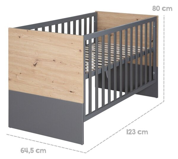 Postýlka v šedé a přírodní barvě 60x120 cm Anna – Roba